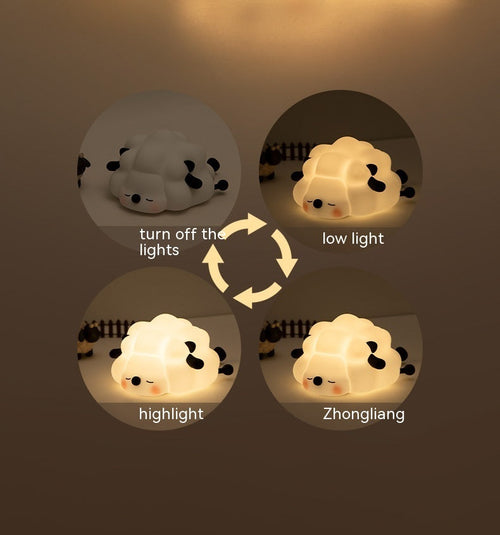 Cute Silicone Night Lights Sheep Cartoon Bedroom Lamp For Children's
