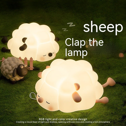 Cute Silicone Night Lights Sheep Cartoon Bedroom Lamp For Children's