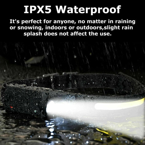 COB LED Headlamp USB Rechargeable Headlight Torch Work Light Bar Head