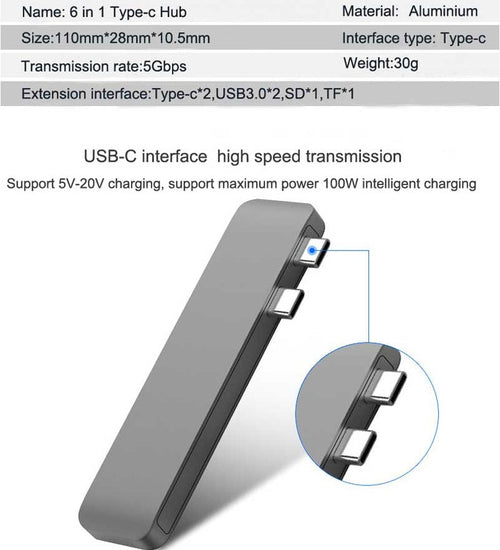 Compatible with Apple , USB Type C Hub to TF SD Card Reader Hub 3.0
