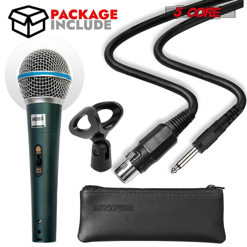 5 Core Microphone Dynamic Karaoke XLR Mic Cardioid Unidirectional