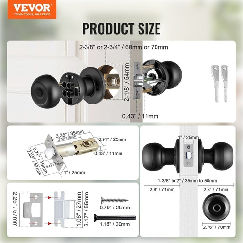 VEVOR Smart Door Knob, Biometric Door Lock Bluetooth Smart Lock,