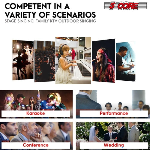 5 Core Microphone Dynamic Karaoke XLR Mic Cardioid Unidirectional