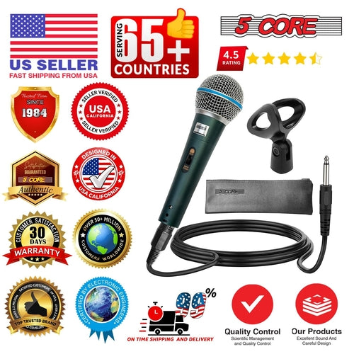 5 Core Microphone Dynamic Karaoke XLR Mic Cardioid Unidirectional