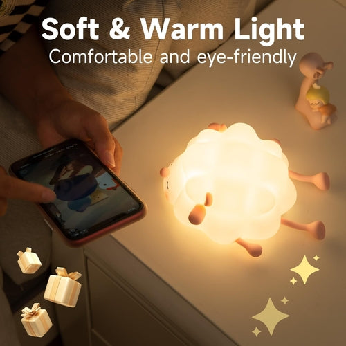 Cute Silicone Night Lights Sheep Cartoon Bedroom Lamp For Children's